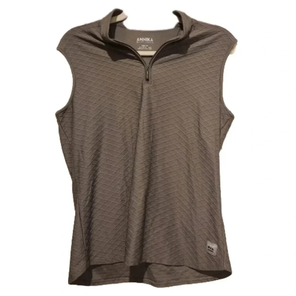 NWOT Annika by Cutter & Buck tan quarter zip activewear vest Size Large